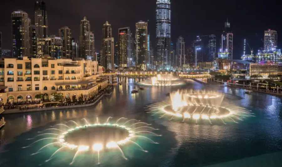 Dubai Fountain Burj Khalifa at Night