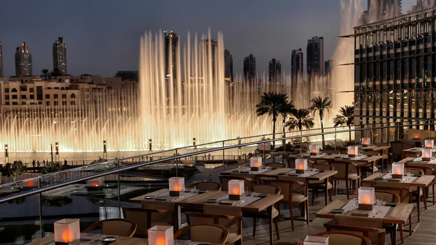 Armani Dubai Hotel Restaurant Armani Mediterraneo Terrace Dubai Fountain