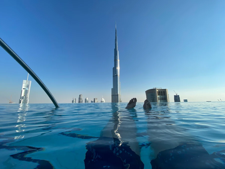 Hotels with Burj Khalifa View Address Sky View Dubai Infinity Pool